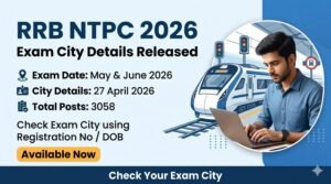 RRB NTPC 10+2 UG Exam City Details 2026