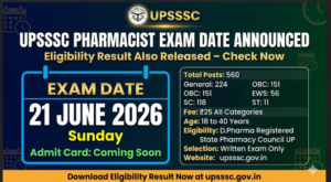 UPSSSC Pharmacist Eligibility Result 2026