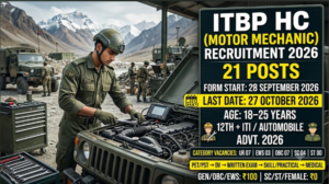 ITBP HC Motor Mechanic Recruitment 2026