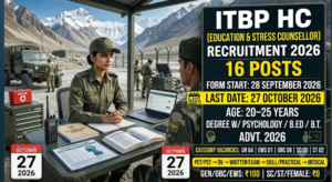 ITBP HC Education Stress Counsellor Recruitment 2026