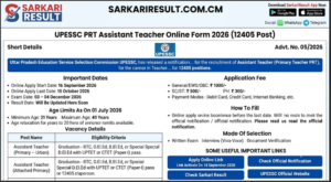UPESSC PRT Assistant Teacher Recruitment 2026