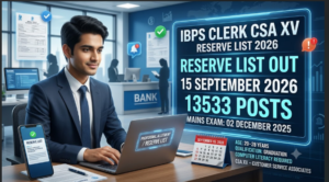 IBPS Clerk 15th Reserve List 2026