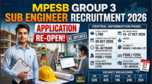 MPESB Group 3 Sub Engineer Recruitment 2026