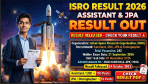 ISRO Assistant & Junior Personal Assistant Result 2026