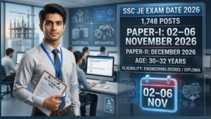 SSC Junior Engineer JE Exam Date 2026