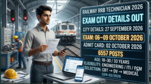 Railway RRB Technician Exam City Details 2026