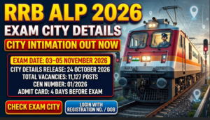 Railway RRB ALP Exam City Details 2026
