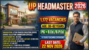 UPESSC UP Headmaster Recruitment 2026