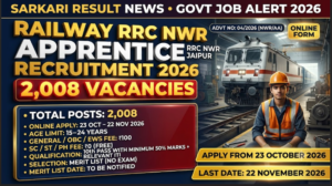 Railway RRC NWR Apprentice Recruitment 2026