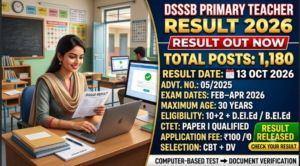DSSSB Assistant Teacher Primary Result 2026
