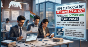 IBPS Clerk CSA PET Admit Card 2026