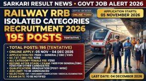 Railway RRB Isolated Categories Recruitment 2026