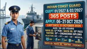 Indian Coast Guard CGEPT 01/2027 & 02/2027 Recruitment